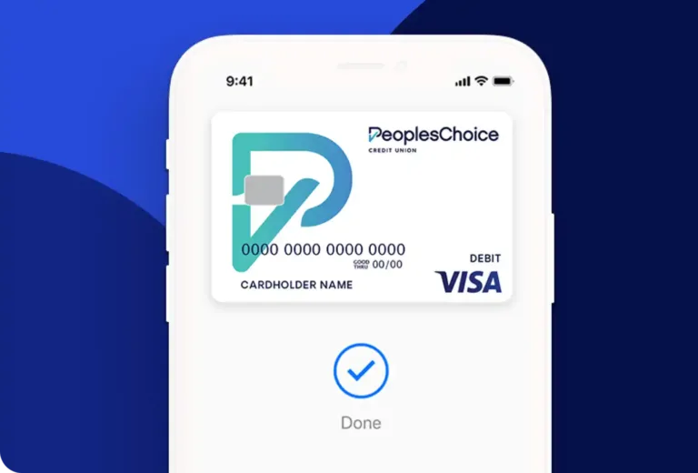 Apple Pay mockup with the PeoplesChoice debit card